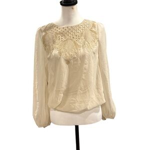 Chelsea & Violet Cream Lace Detail Blouse. XS. NWT!
